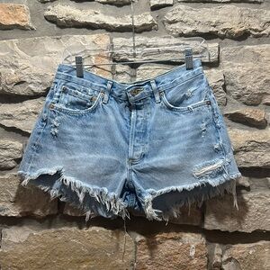 Agolde Parker Cutoff Distressed Button Fly Denim Shorts Size 27